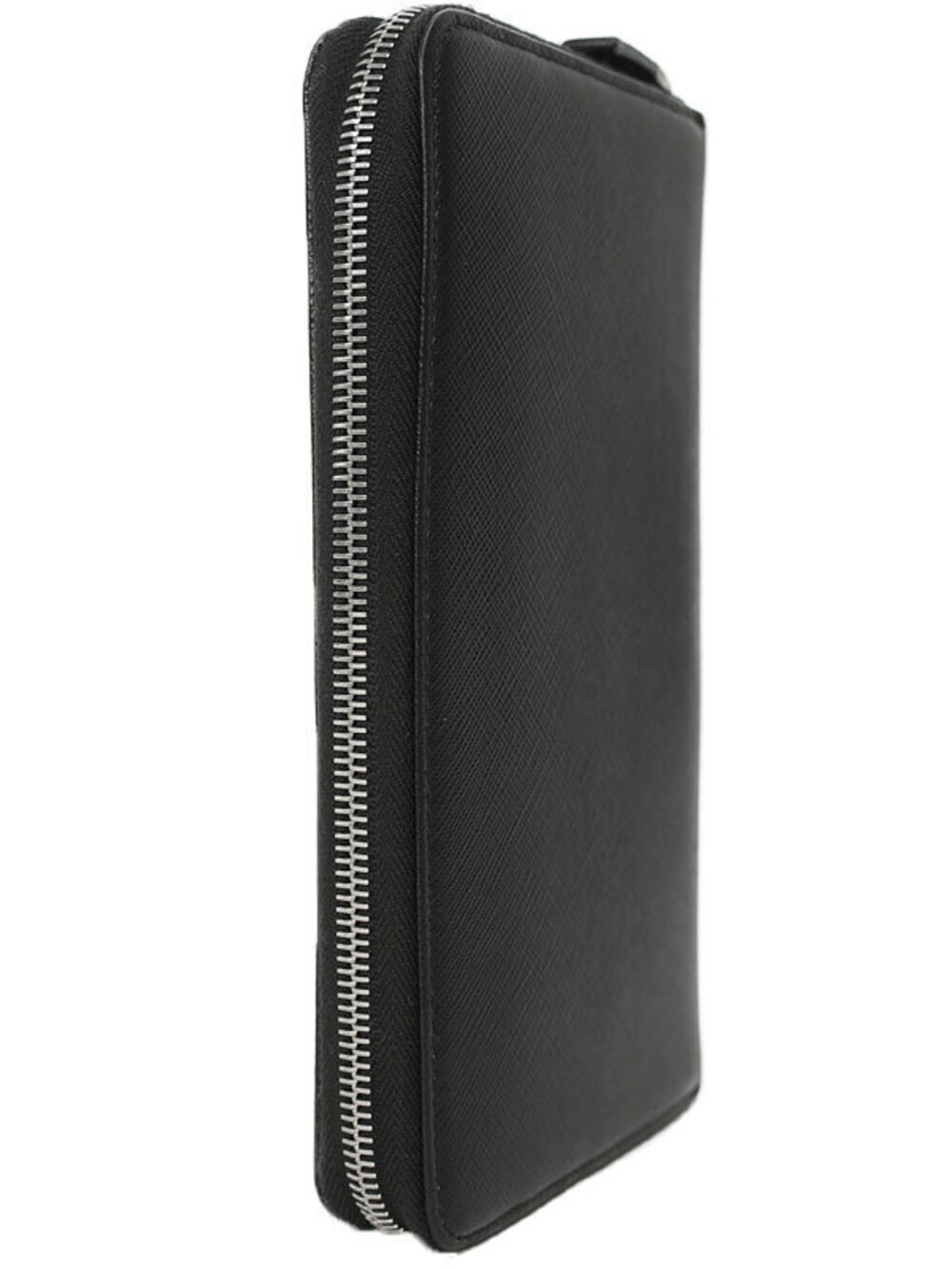 Prada Leather Document Long Zipper Case Round Saffiano Wallet Around Zip